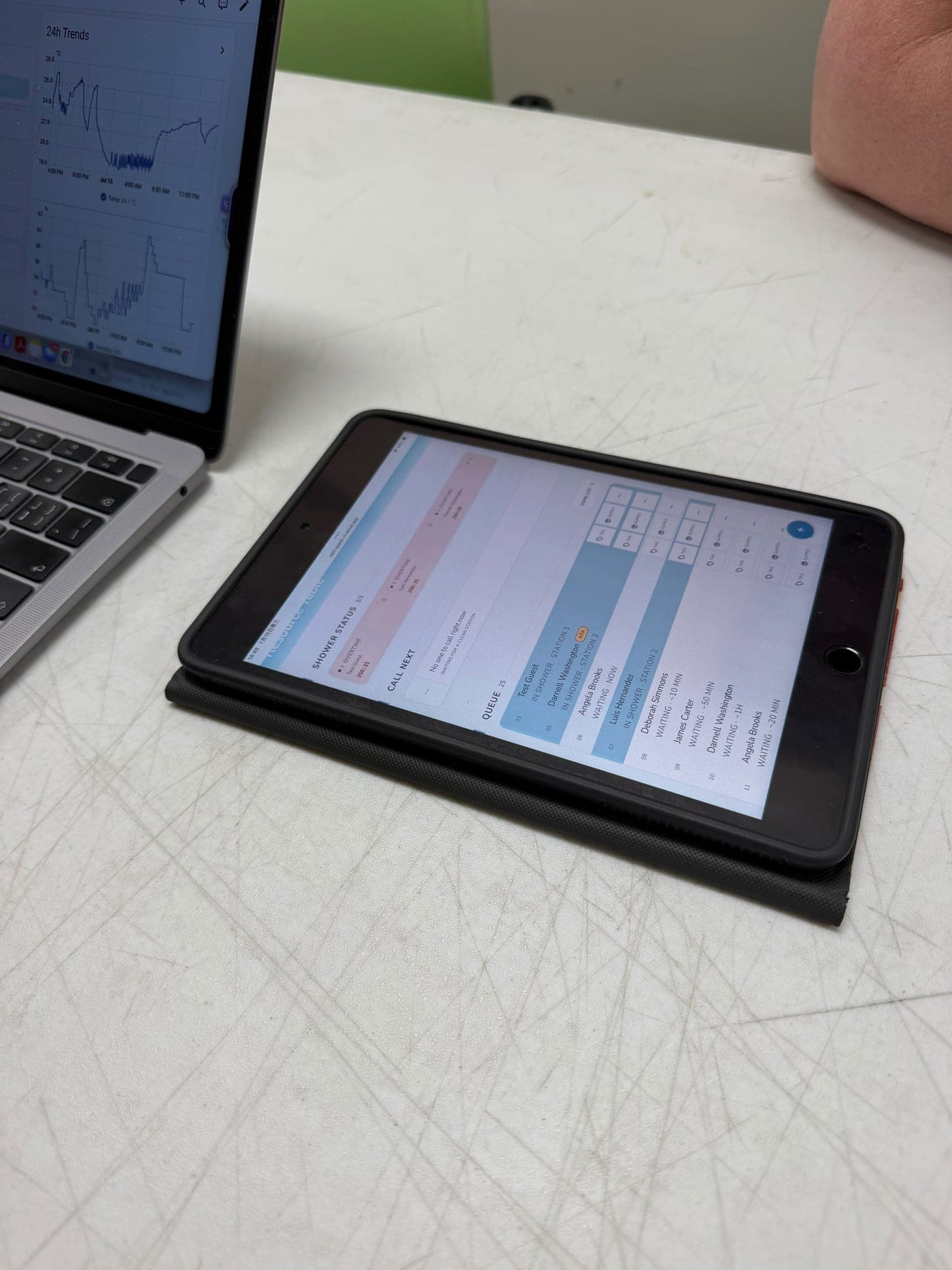 The Next-Guest queue app prototype running on an iPad